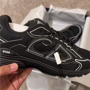 Dior Men’s Black Sneakers with White Trim